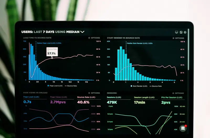 Analytics dashboard on a tablet, similar to the lead and pipeline reports in a real estate CRM