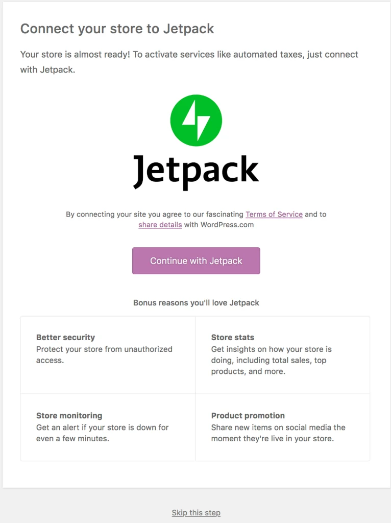 JetPack Suggestion Wizzard from WooComerce
