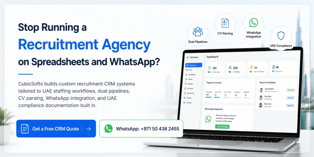 Contact CubicSofts for Custom CRM Development tasks for Recruitment agencies
