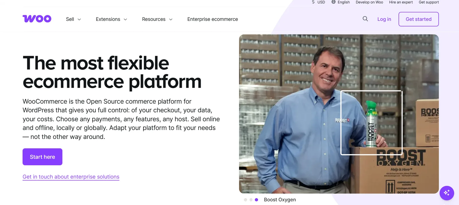 WooCommerce homepage, the open-source eCommerce platform for WordPress